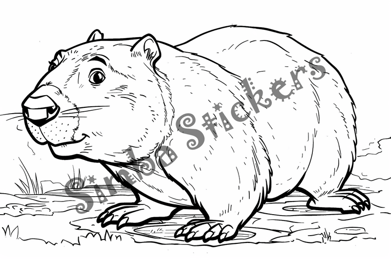 Colouring pages, bundle of singualar beavers, 10 images