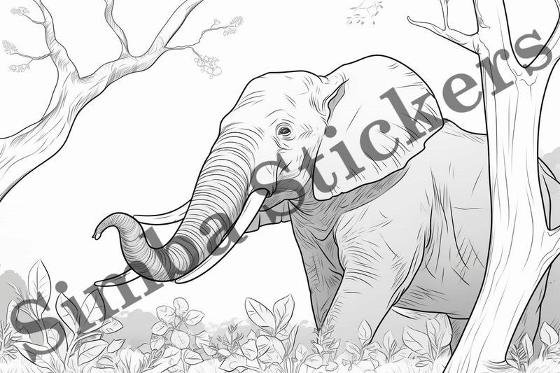 Colouring pages, Bundle of elephants, 25 images