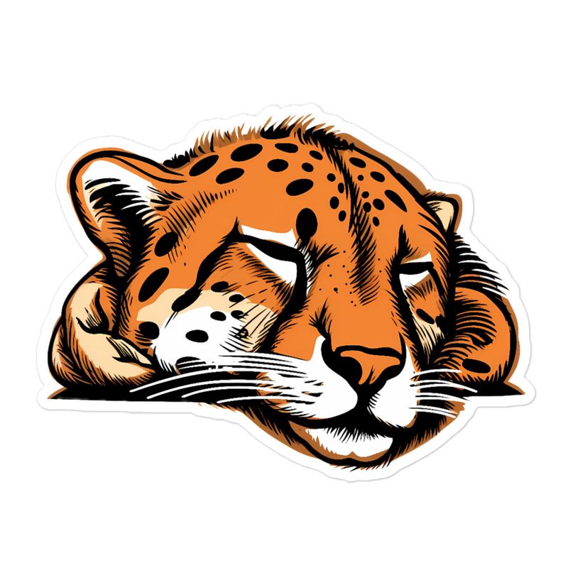 Sticker 5.5x5.5, Cheetah sleeping, head 