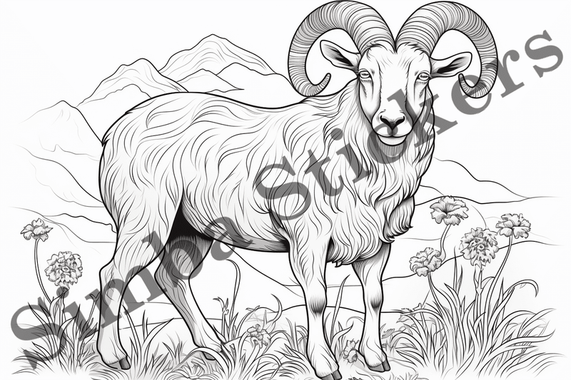 Colouring pages, Bundle of goats, 10 images