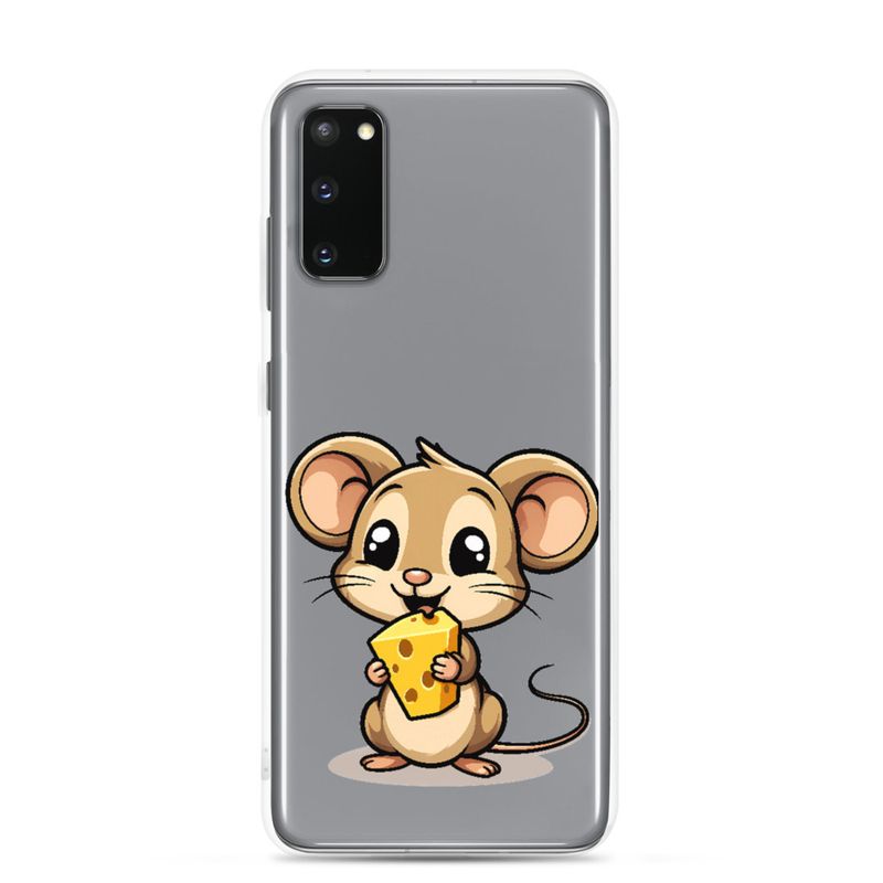 Clear Case for Samsung, Small Mouse happily licking large chunk of cheese, pqapy6