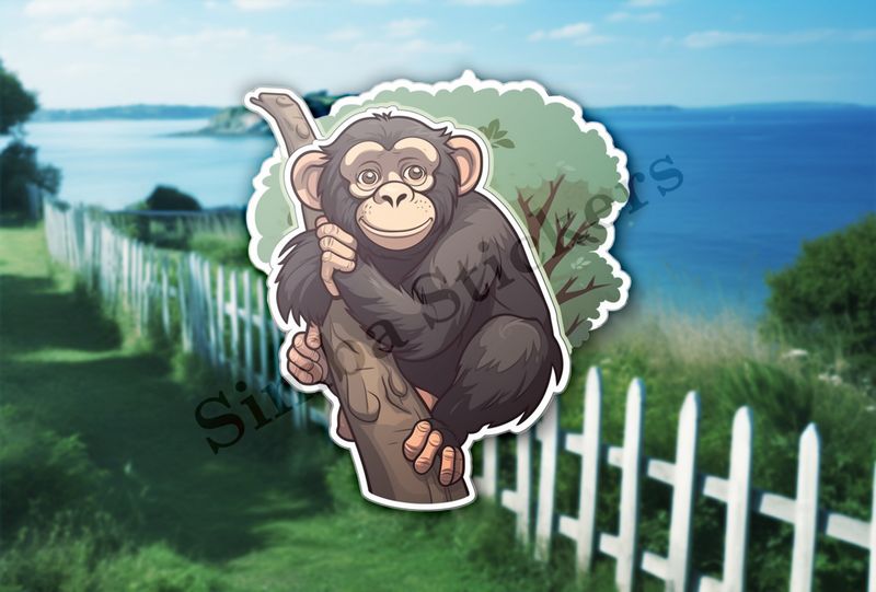 Chimpanzee on a branch in a tree