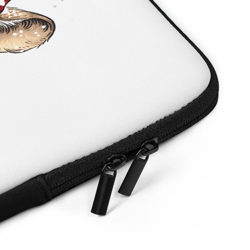 Laptop Sleeve, Mouse wearing red winter hat and scarf in the snow, xg8dl3