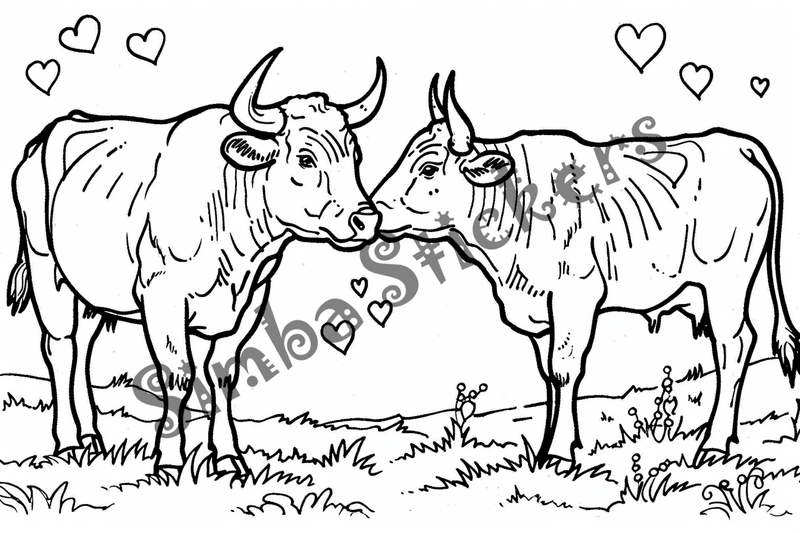 Colouring pages, bundle of cattle in love, 25 images