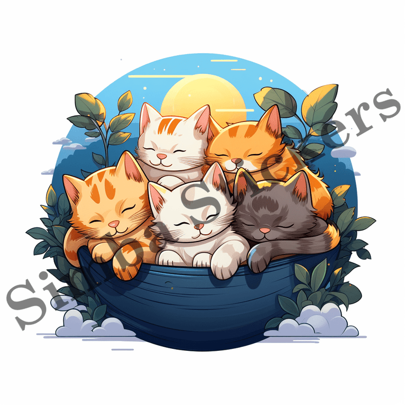 Cats sleeping, image set, 10 images