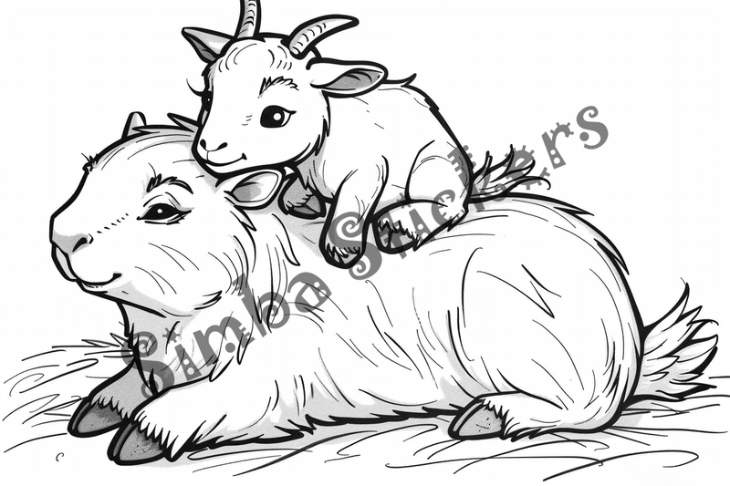 Colouring pages, bundle of capybaras with animals on back, 10 images