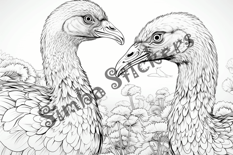 Colouring pages, bundle of turkeys in love, 25 images
