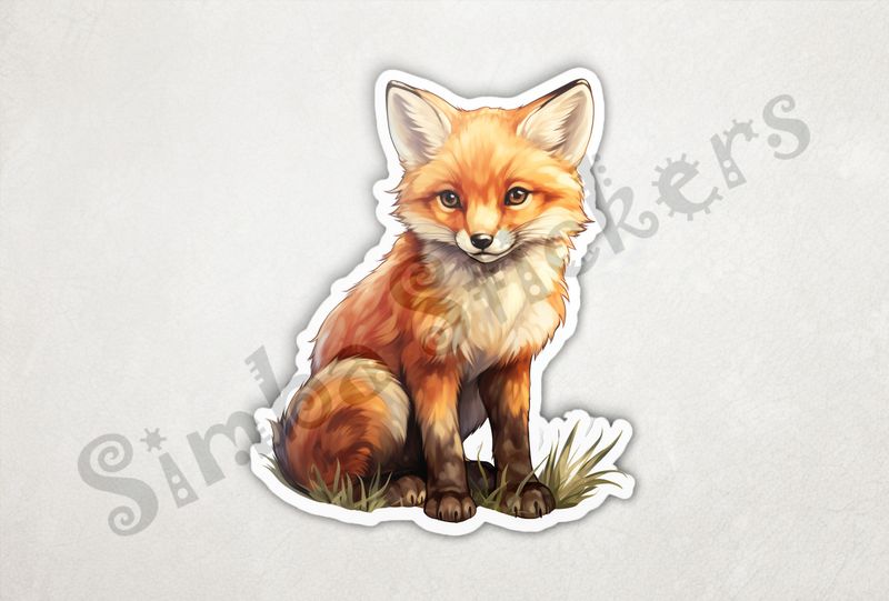 Baby red fox sitting up looking innocent