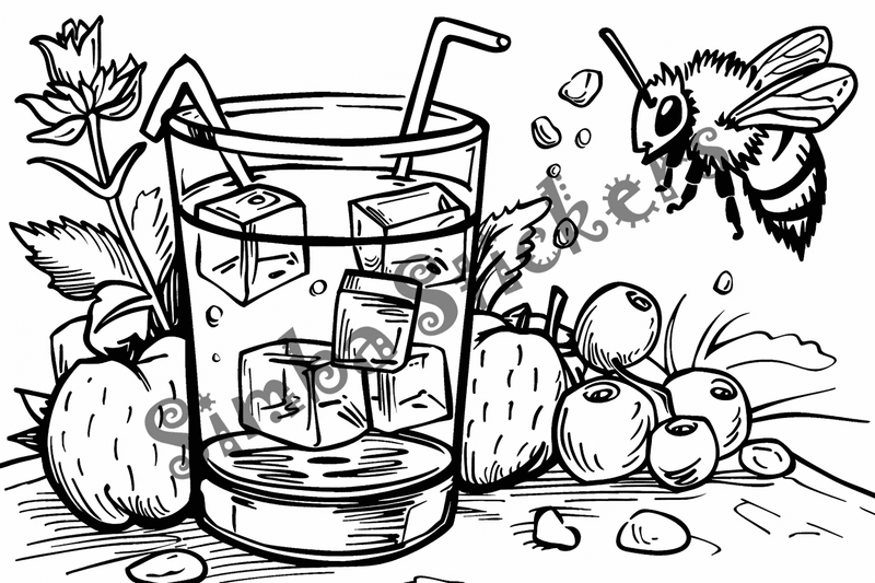 Colouring pages, bundle of bees, 25 images 2