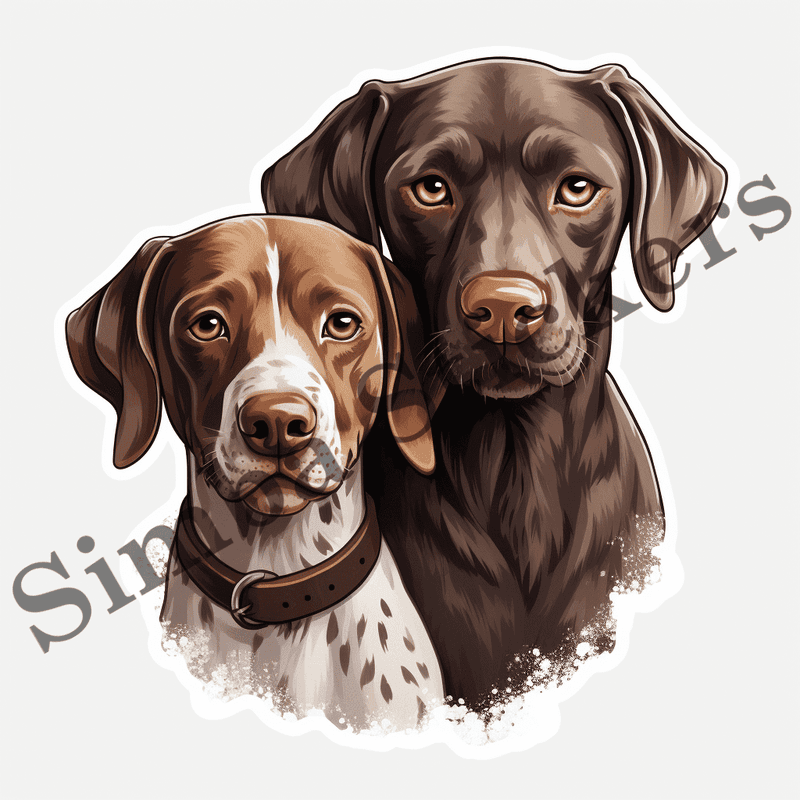 German Shorthaired Pointer dogs in love, image set, 10 images