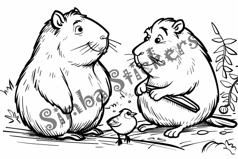 Colouring pages, bundle of capybaras, 50 images