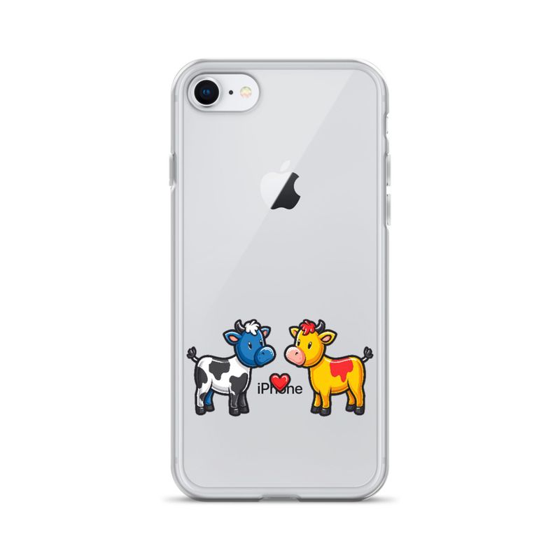 Clear Case for iPhone, Cattle, bull and cow in love, both colourful, zbyzzs
