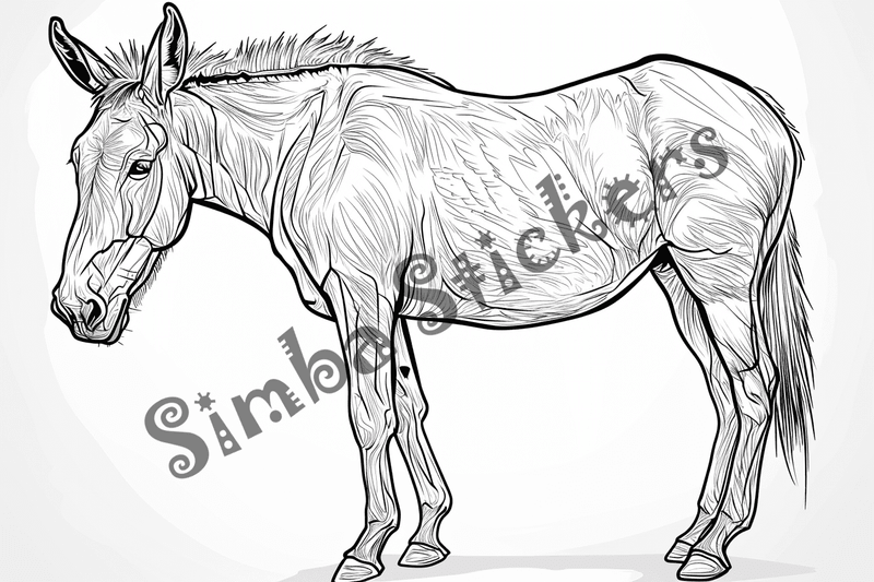 Colouring pages, bundle of mules, 25 images