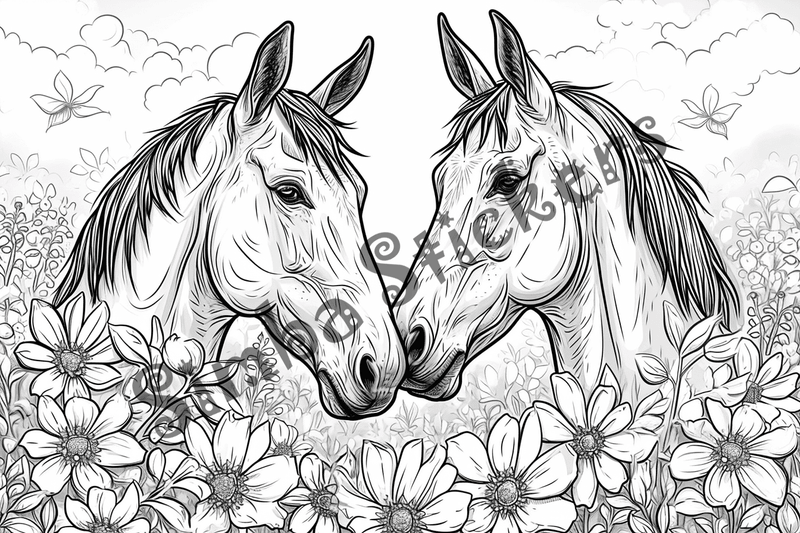 Colouring pages, bundle of mules in love, 10 images