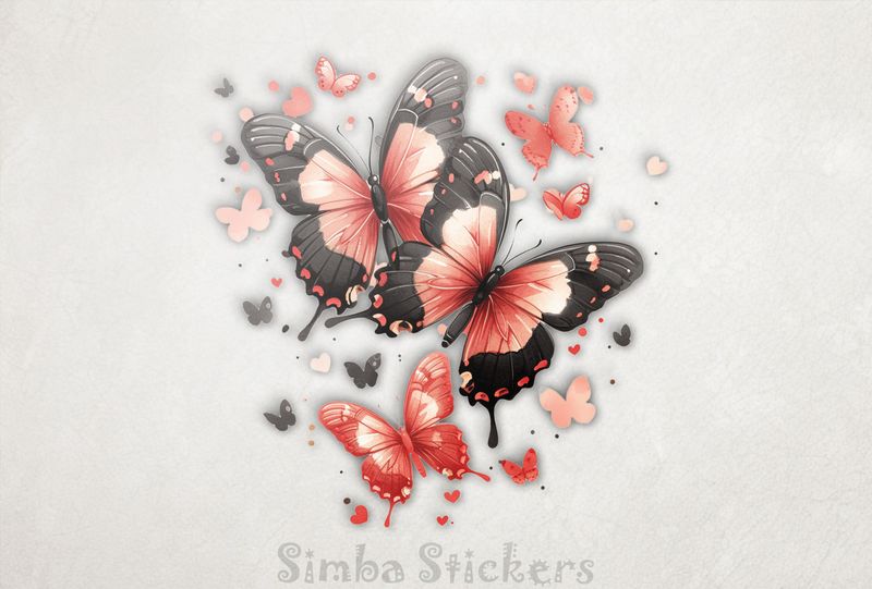 Butterflies red and black, watercolour, oaivq2
