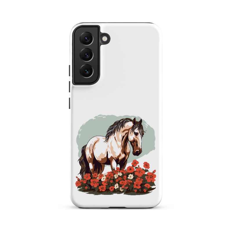 Tough Case for Samsung, Brown horse in field of red flowers, n4w2fj
