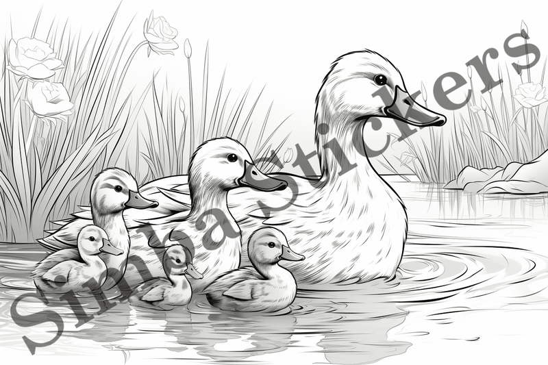 Colouring pages, Bundle of ducks in love, 25 images