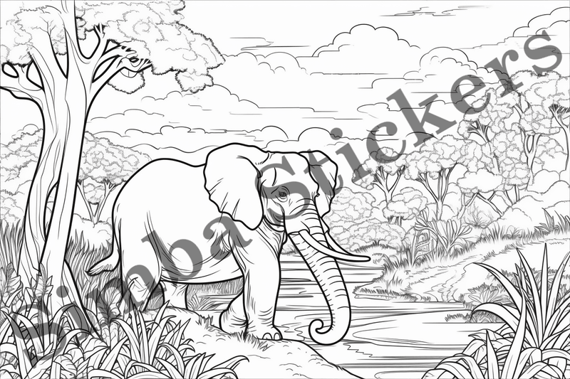 Colouring pages, Bundle of elephants, 25 images