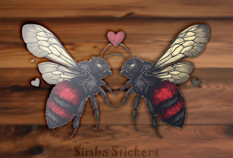 Bees antenna-to-antenna in love, buzzing
