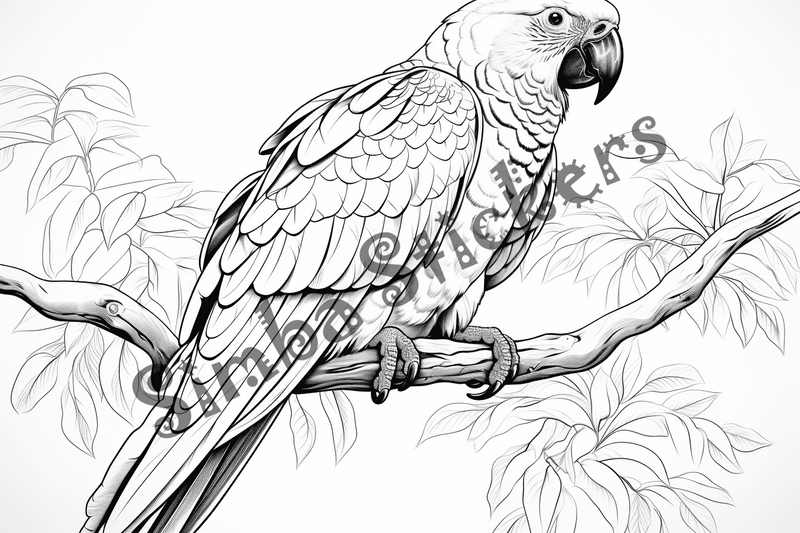 Colouring pages, bundle of parrots, 25 images