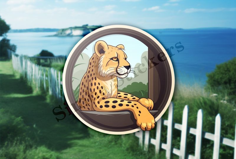 Cheetah through a window.