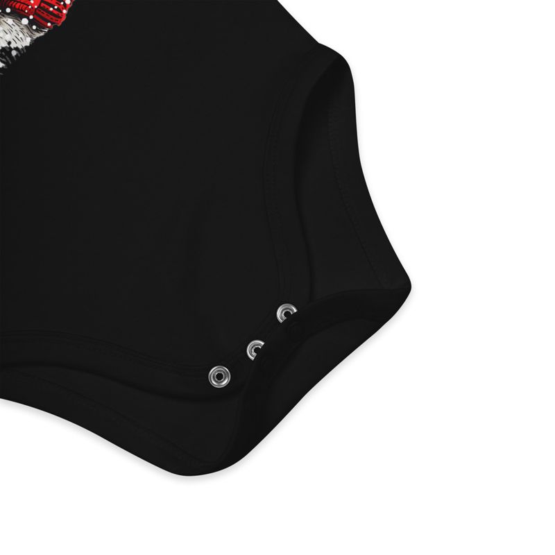 Organic Cotton Baby Bodysuit, 3-18 months, Mouse wearing red winter hat and scarf in the snow,xg8dl3
