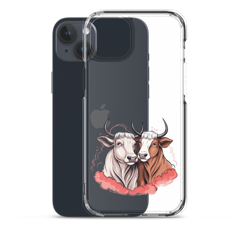 Clear Case for iPhone, Bull and cow, romantic, reddish clouds, qoucds
