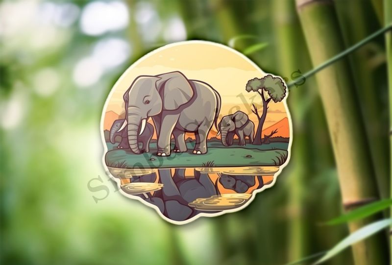 African elephant with calves in the Savanna
