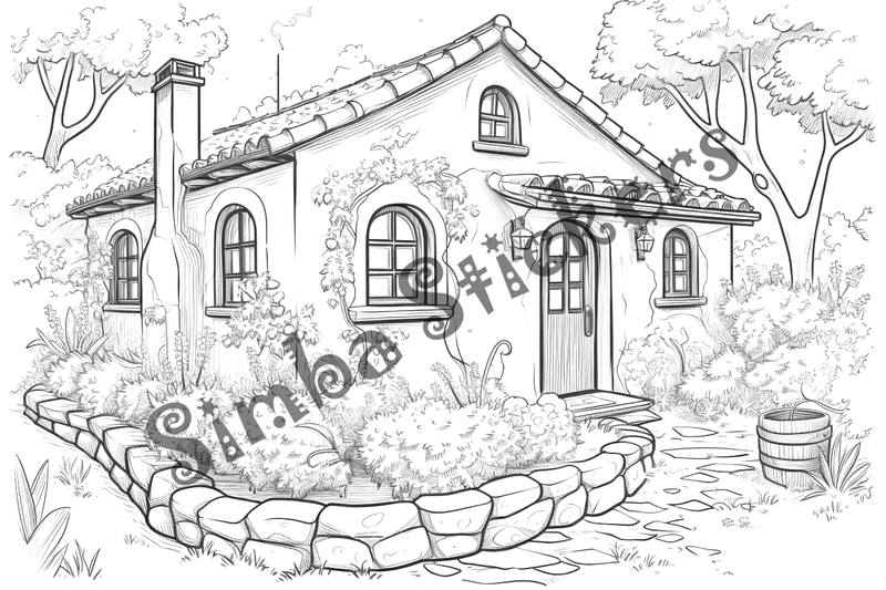 Colouring pages, bundle of houses, 25 images