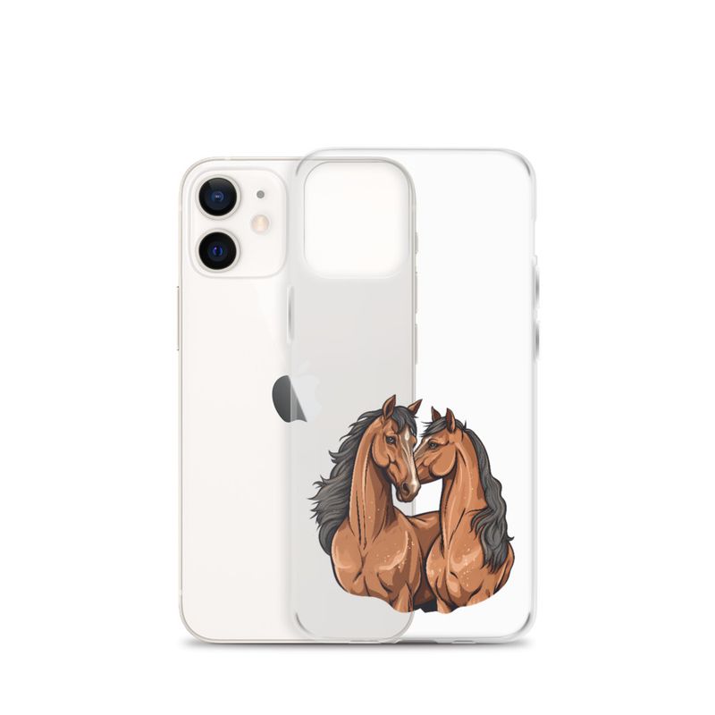 Clear Case for iPhone, Two brown horses snuggling, tdwcyd