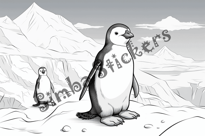 Colouring pages, bundle of penguins, 25 images