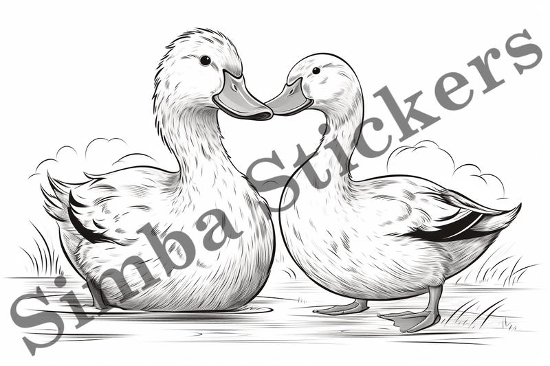 Colouring pages, Bundle of ducks in love, 25 images