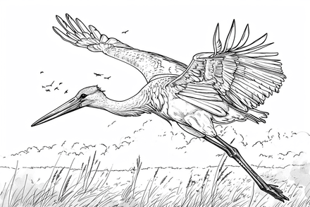 Colouring pages, bundle of marabou storks, 10 images
