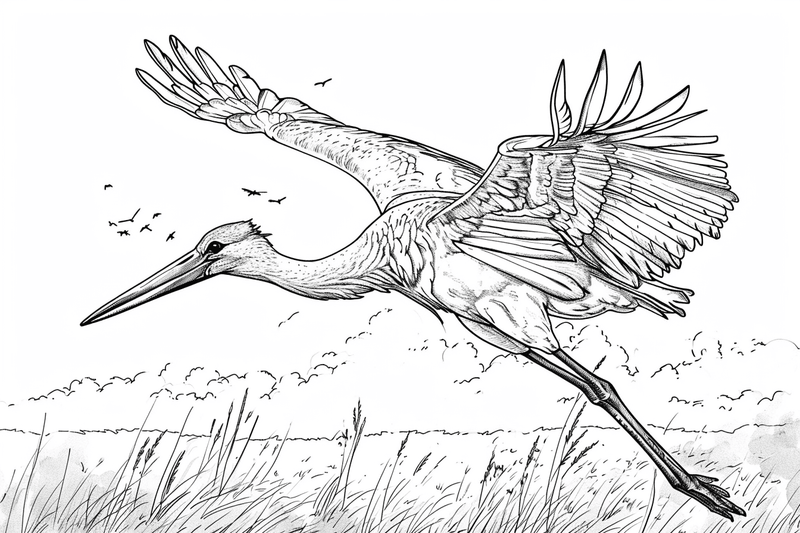 Colouring pages, bundle of marabou storks, 10 images