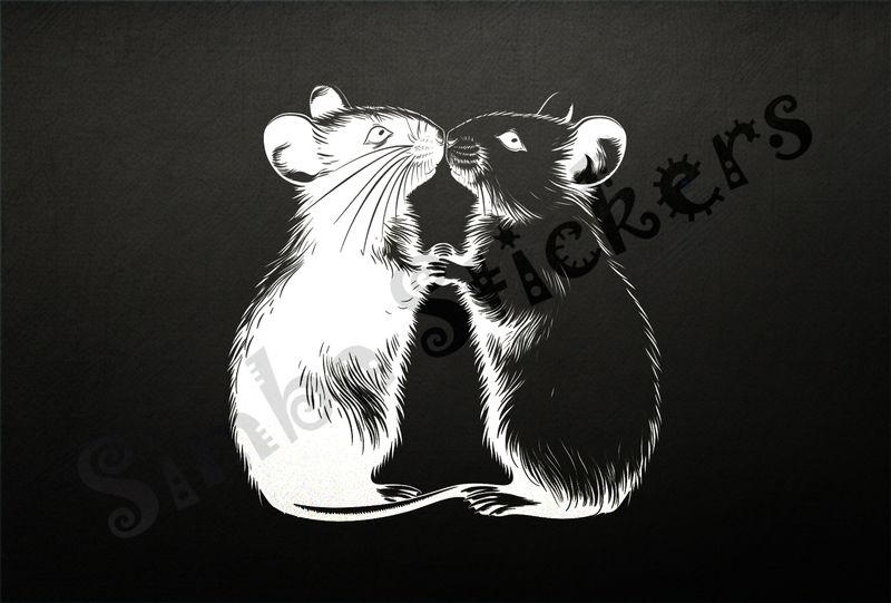 Mice sniffing each otther, holding hands, outline art