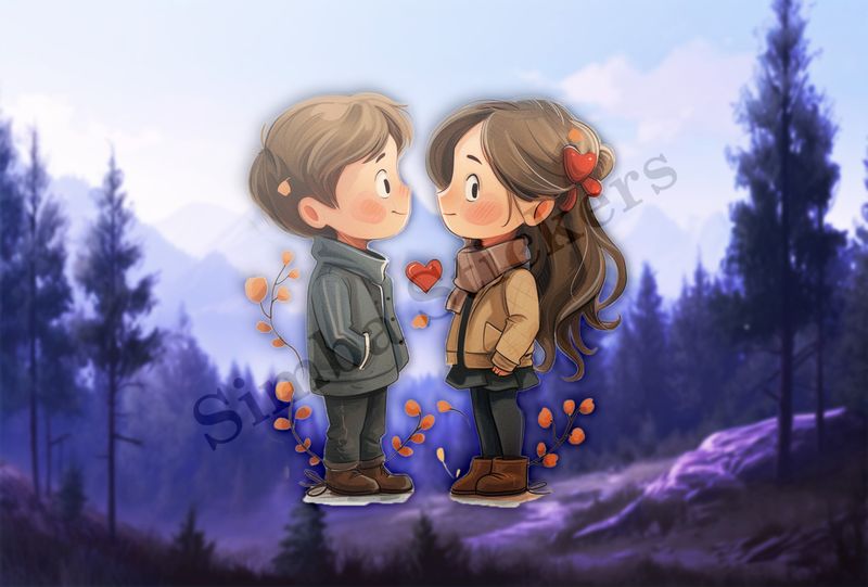 Boy and girl nervously in love