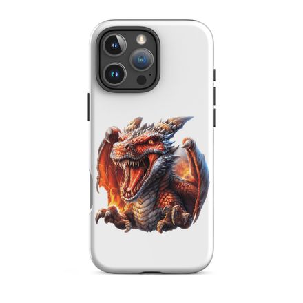 Tough Case for iPhone, Dragon roaring furiously and menacingly, draped in fire, 8dctxz