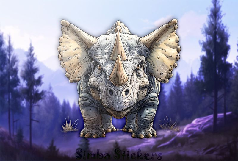 Wide-eared dinosaur staring straight ahead