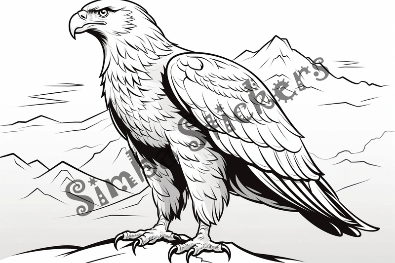 Colouring pages, bundle of eagles perching, 10 images