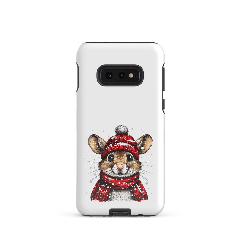 Tough Case for Samsung, Mouse wearing red winter hat and scarf in the snow, xg8dl3