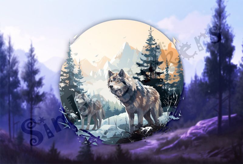 Wolves in a snowy forest