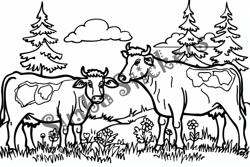 Colouring pages, bundle of cattle, 50 images