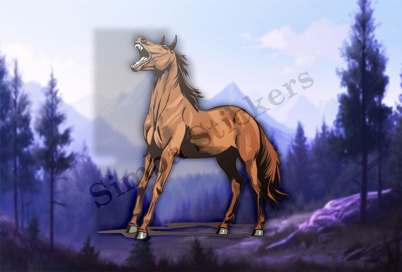 Brown horse braying, n8pagx