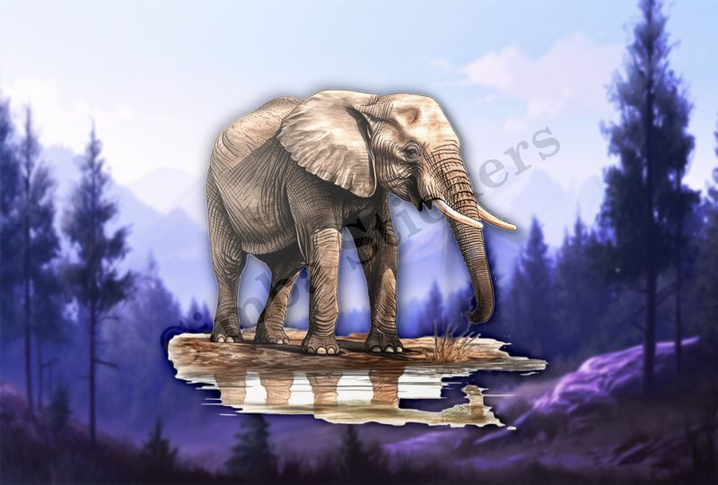 Elephant  at a pond in the Savanna