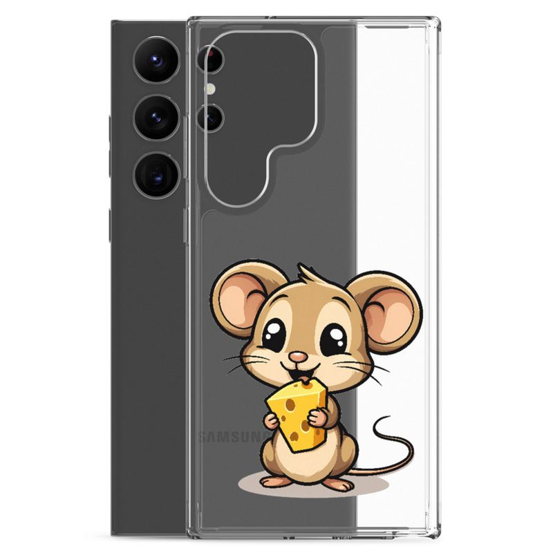 Clear Case for Samsung, Small Mouse happily licking large chunk of cheese, pqapy6