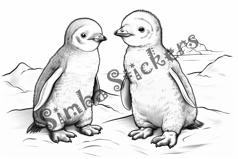 Colouring pages, bundle of penguins, 10 images