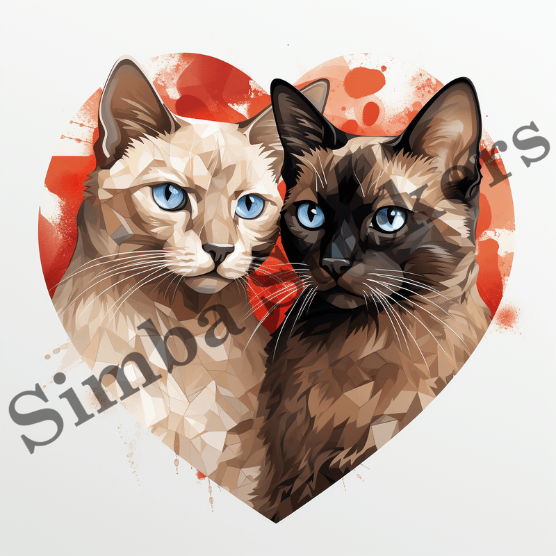 Tonkinese cats in love, image set, 10 images
