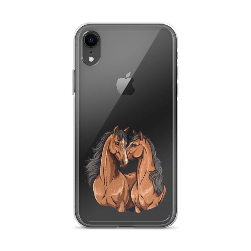 Clear Case for iPhone, Two brown horses snuggling, tdwcyd