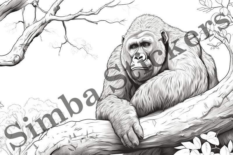 Colouring pages, bundle of gorillas, 25 images
