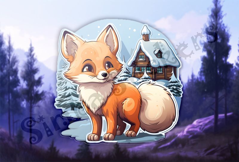 Red Fox outside a house in the snow